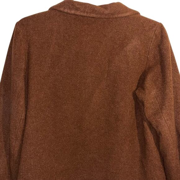 Eileen Fisher 100% Wool Zip Front Jacket Rust Brown Italian Fabric Size M - Picture 4 of 9